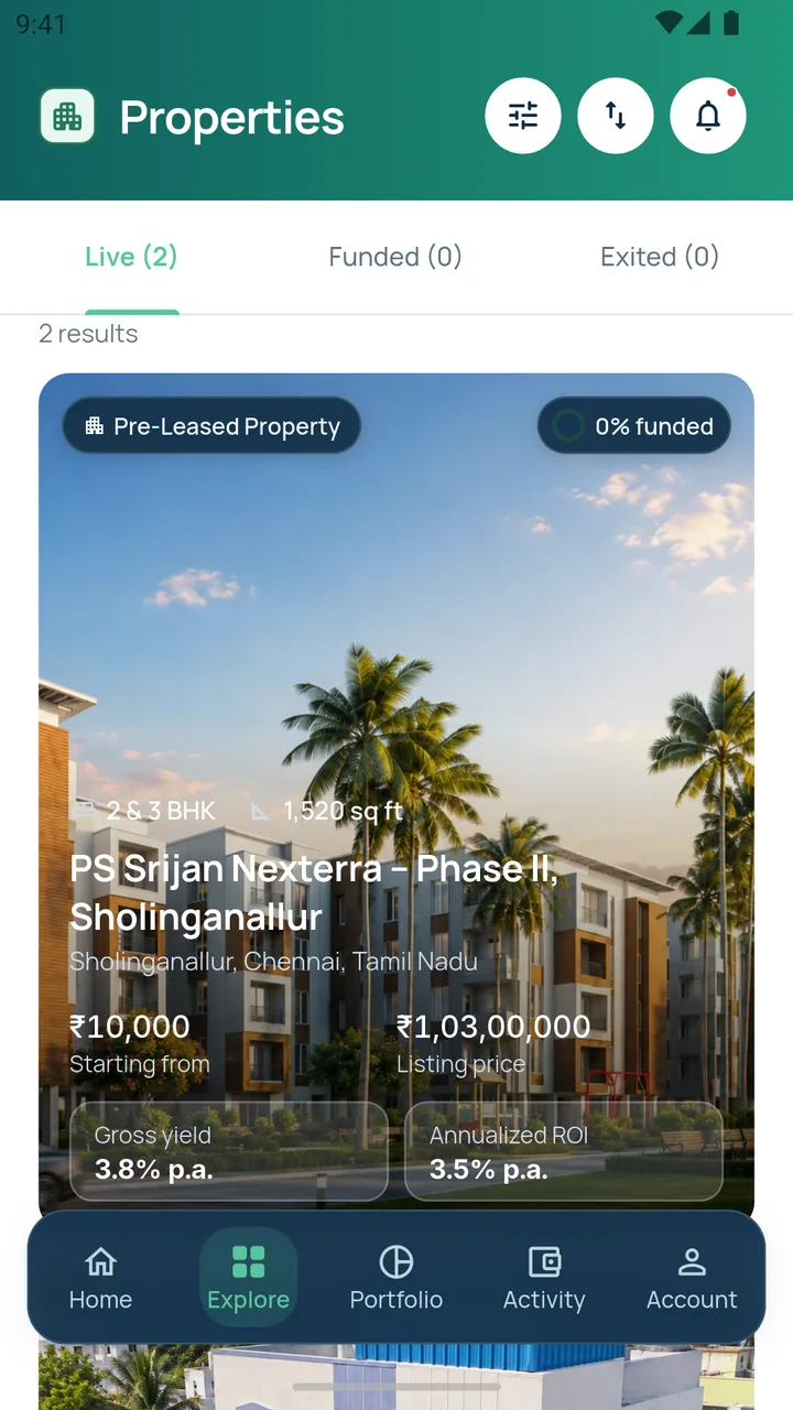 CoHold app Explore screen