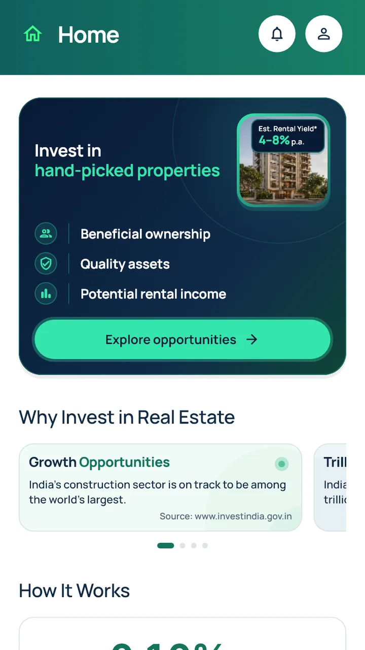 CoHold app Home screen